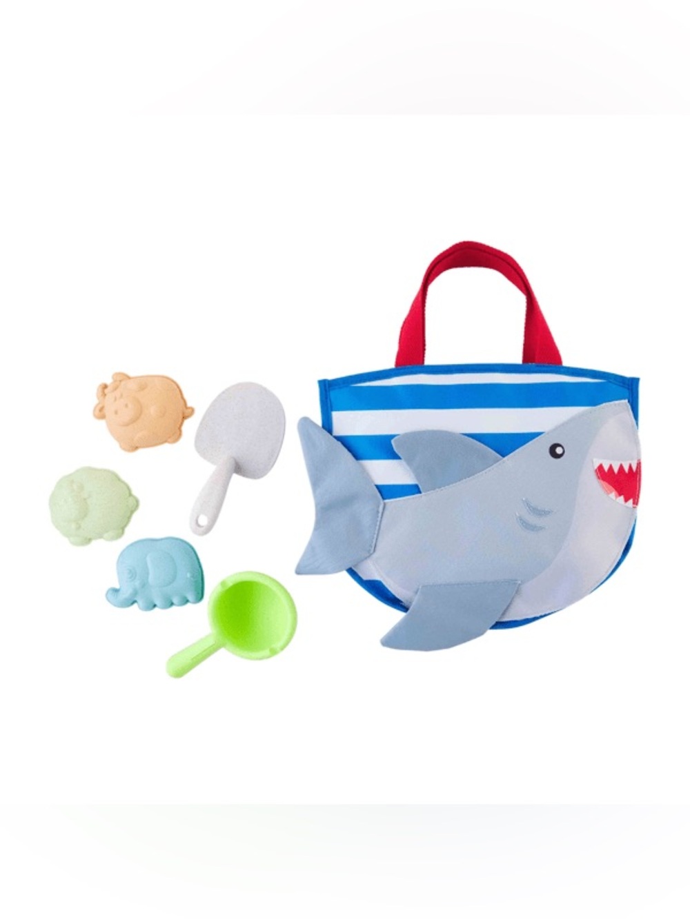 NEW Mud Pie SHARK Kids Beach Tote Sand Toys Play 6 pc Set Pool Water Beach Boys - Picture 1 of 6